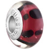 Classic Hot Pink With Black Big And Small Dots All Brands Murano Glass Bea...