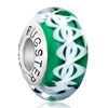 Pugster Milky Spiral Pattern Green Murano Glass 925 Sterling Silver