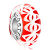 Pugster Milky Spiral Pattern Red Murano Glass 925 Sterling Silver