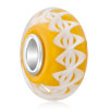  Murano Glass - Yellow With White Spiral 925 Sterling Silver Murano Glass Loose Beads