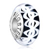 Pugster Milky Spiral Pattern Black Murano Glass 925 Sterling Silver