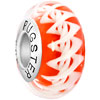 Pugster Milky Spiral Pattern Orange Red Murano Glass 925 Sterling Silver