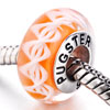 Pugster Milky Spiral Pattern Orange Murano Glass 925 Sterling Silver
