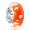 Orange Red With White Snowflake 925 Sterling Silver Murano Glass Beads Charms Bracelets