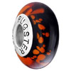 Pugster Orange Spots Black Murano Glass 925 Sterling Silver