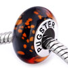 Pugster Orange Dots Black Murano Glass 925 Sterling Silver