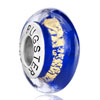 Golden Foil Sapphire 925 Sterling Silver Murano Glass Style Pandora Beads