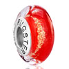 Pugster Golden Foil Orange Red Murano Glass 925 Sterling Silver