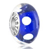 White Spots Sapphire 925 Sterling Silver Murano Glass Style Pandora Beads