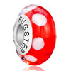 Pugster White Spots Red Murano Glass 925 Sterling Silver