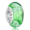 Pugster White Clover Peridot Murano Glass 925 Sterling Silver