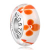 Orange Clover White 925 Sterling Silver Murano Glass Beads Charms Bracelets