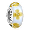 Pugster Pale Yellow Clover White Murano Glass 925 Sterling Silver