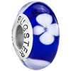 White Clover Sapphire 925 Sterling Silver Murano Glass Style Pandora Beads