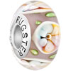 Tender Pink Flower 925 Sterling Silver Murano Glass Loose Beads