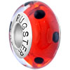 Black Dots Red 925 Sterling Silver Murano Glass Beads Charms Bracelets