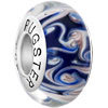 Sapphire With Floral 925  Sterling Silver Murano Glass Beads Charms Bracel...