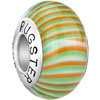 Orange Green And White Zebra 925 Sterling Silver Murano Glass Beads Charms...