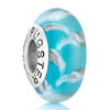 Pugster Elegant Pale Blue Pattern Murano Glass 925 Sterling Silver