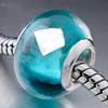  European Beads - Green With Silver Square Murano Glass European Beads