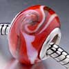 Special - Red With White And Gold Fringe Murano Glass European Beads