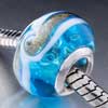 Special - Pale Blue With White And Gold Fringe Murano Glass European Beads