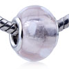 White Speckle Translucent Murano Glass European Beads