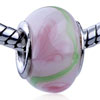 Pink Narcissus Green Decoration Murano Glass European Beads