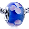 Pink And White Clover Translucent Murano Glass European Beads