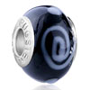 White Spiral Swirl And Dots Murano Glass European Beads