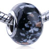 White And Metal Speckles Murano Glass European Beads
