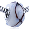 Brown Texture Crisscross Line And Light Blue Dots Murano Glass European Beads