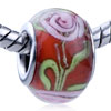 Pink Rose Pale Green Decoration Translucent Murano Glass European Beads