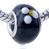 White Texture Flower Murano Glass European Beads