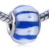 White Stripes Translucent Murano Glass European Beads