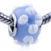White Texture Flower Blue Violet Murano Glass European Beads