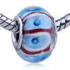 Pale Blue Stripes Translucent Murano Glass European Beads
