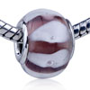 White Stripe Translucent Murano Glass European Beads