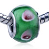 Pink Flower Translucent Green  Murano  Glass European Beads