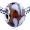 White Leaves Translucent Murano Glass European Beads