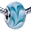  Beads - Pale Blue Seaweeds Translucent Murano Glass European Beads