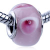 Pink And White Bubble Flower Translucent Murano Glass European Beads