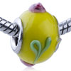Texture Pink Flower And Green Leaf  Murano  Glass European  ... 