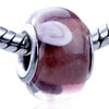 Pink Round Flower Translucent Murano Glass European Beads