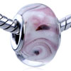 White And Pink Spiral Swirl Translucent Murano Glass European Beads