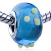 Yellow Texture Dots Blue Translucent Murano Glass European Beads