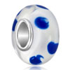 Clear White Ball Sapphire Blue Dots All Brand Murano Glass Beads Charms Br...