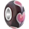 Pink Flower Love Heart Black Beadss Fit All Brands Murano Glass Beads Char...