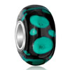 Pure Black Ball Emerald Green Dots All Brand Murano Glass Beads Charms Bracelets