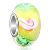Yellow With Pink And Green Flower Combined Murano Glass Beads Charms Brace...